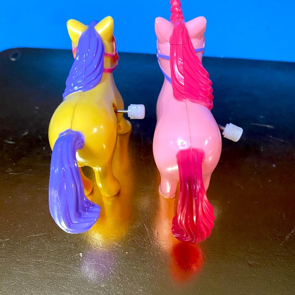 HAPPY HOOFERS PONIES VTG 90’s WIND UP UNICORN & PRANCING PONY TOYS 3” RARE - Picture 2 of 15